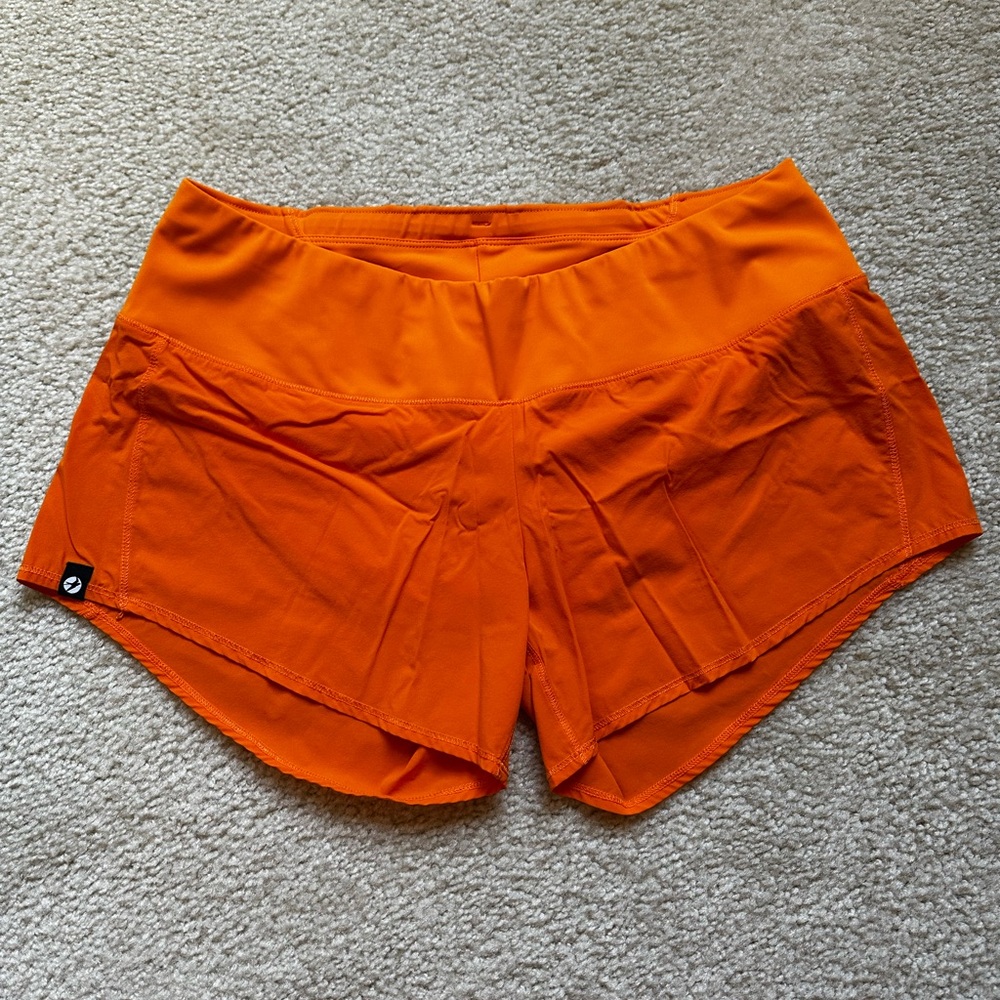 Oiselle Roga Vibrant Orange Athletic Shorts